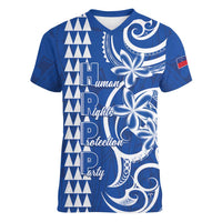 Samoa HRPP Party Women V-Neck T-Shirt Polynesian Pattern - Polynesian Pride