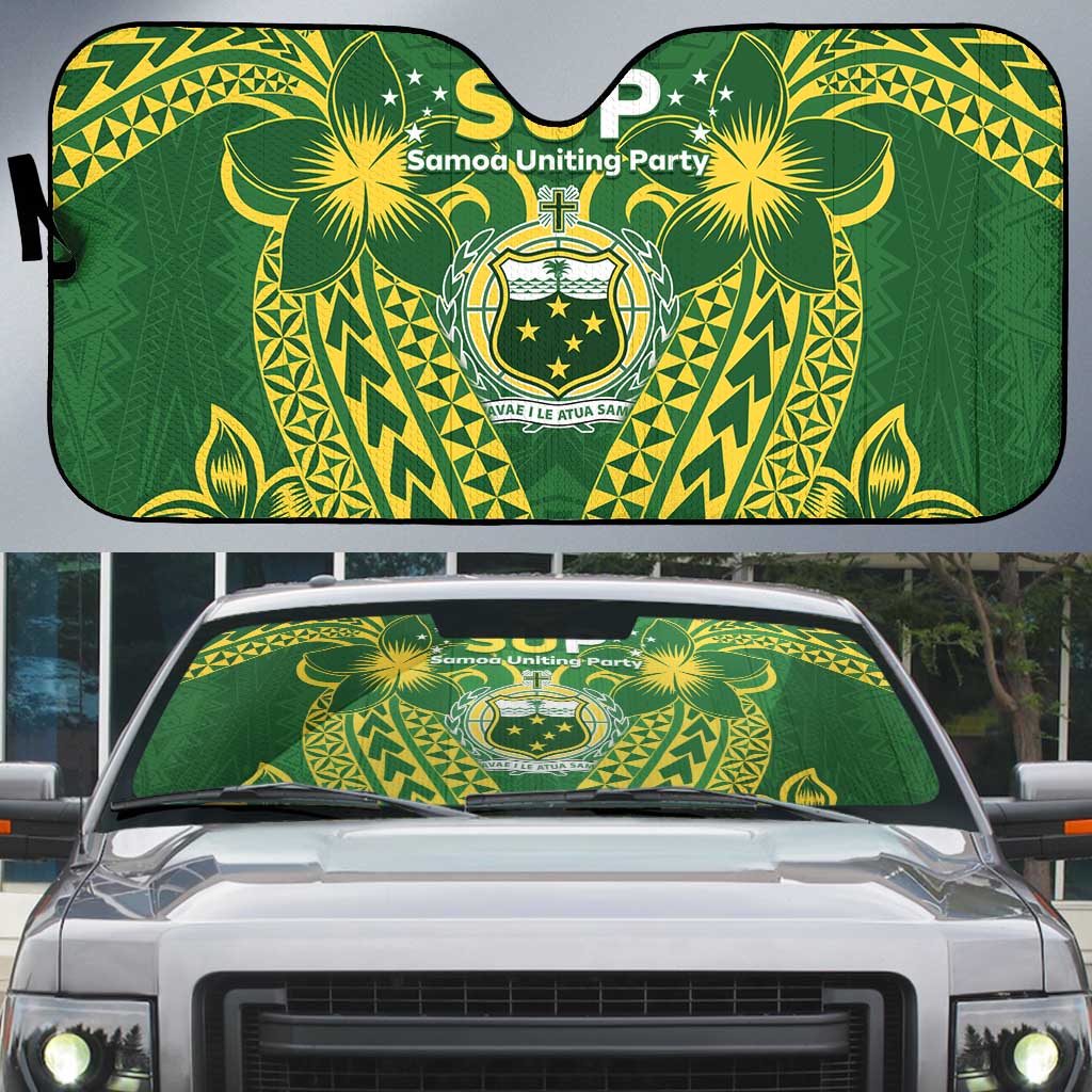 Samoa SUP Auto Sun Shade Samoan Coat Of Arms LT05 Green - Polynesian Pride