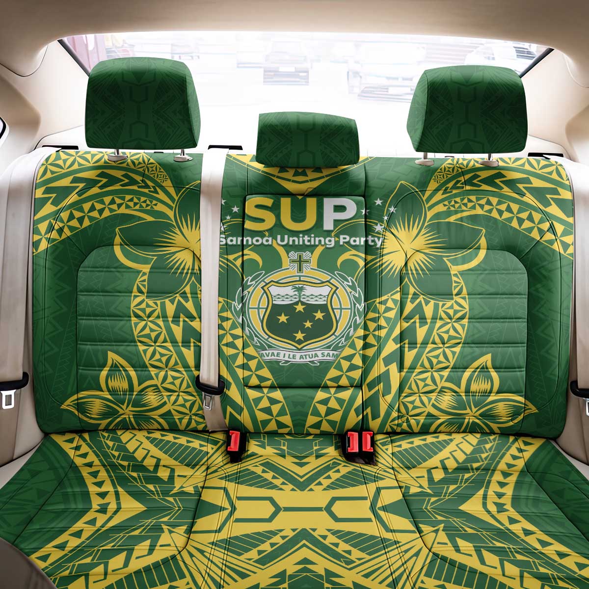 Samoa SUP Back Car Seat Cover Samoan Coat Of Arms - Polynesian Pride
