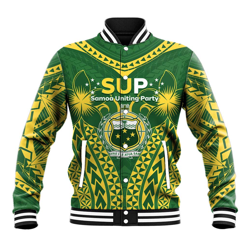 Samoa SUP Baseball Jacket Samoan Coat Of Arms LT05 Unisex Green - Polynesian Pride