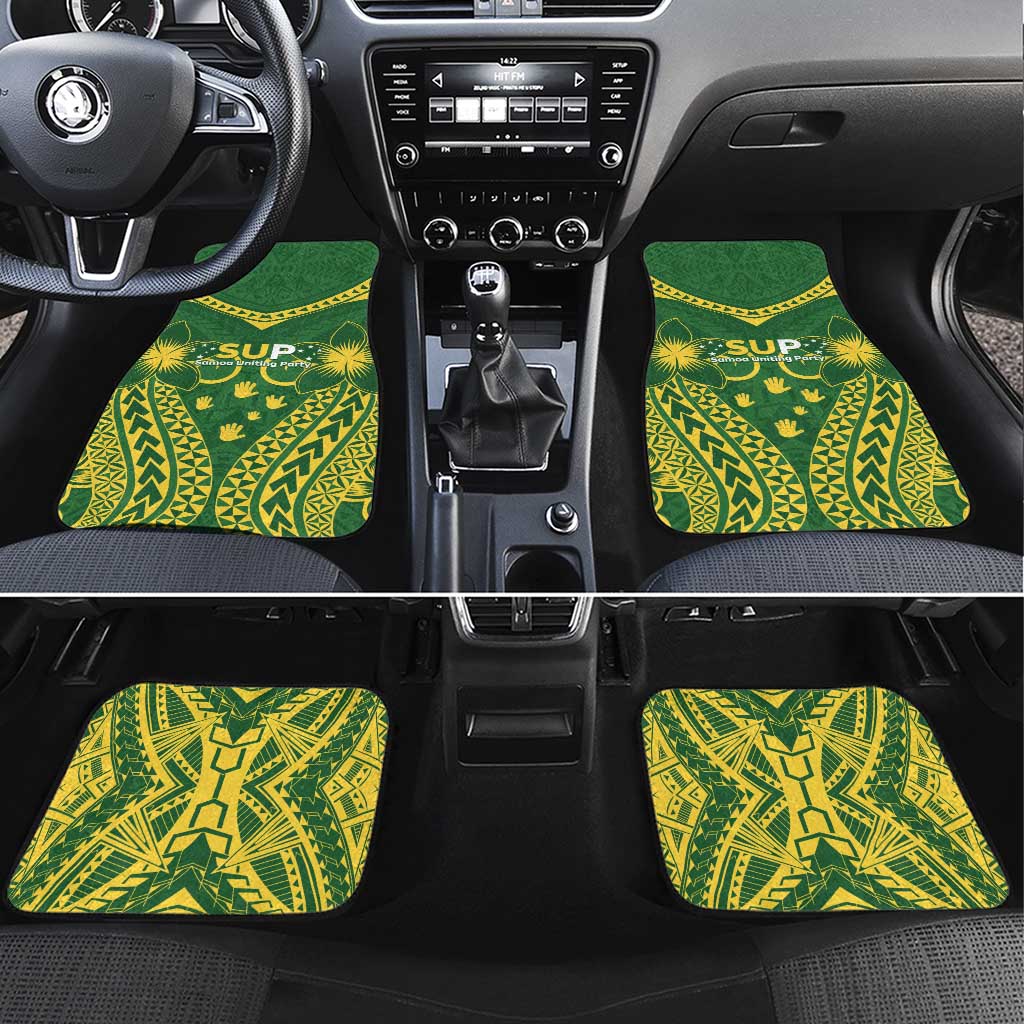 Samoa SUP Car Mats Samoan Coat Of Arms LT05 Set 4pcs Green - Polynesian Pride