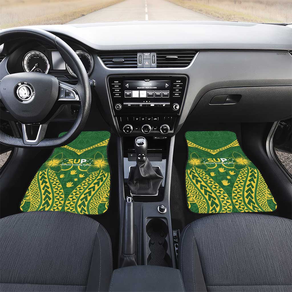 Samoa SUP Car Mats Samoan Coat Of Arms LT05 Set 2pcs - Front Green - Polynesian Pride
