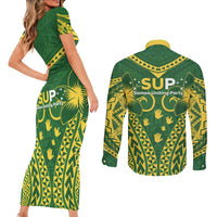 Samoa SUP Couples Matching Short Sleeve Bodycon Dress and Long Sleeve Button Shirt Samoan Coat Of Arms LT05 - Polynesian Pride