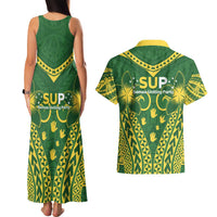 Samoa SUP Couples Matching Tank Maxi Dress and Hawaiian Shirt Samoan Coat Of Arms - Polynesian Pride