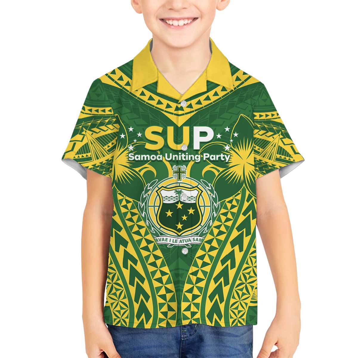 Samoa SUP Family Matching Off The Shoulder Long Sleeve Dress and Hawaiian Shirt Samoan Coat Of Arms - Polynesian Pride