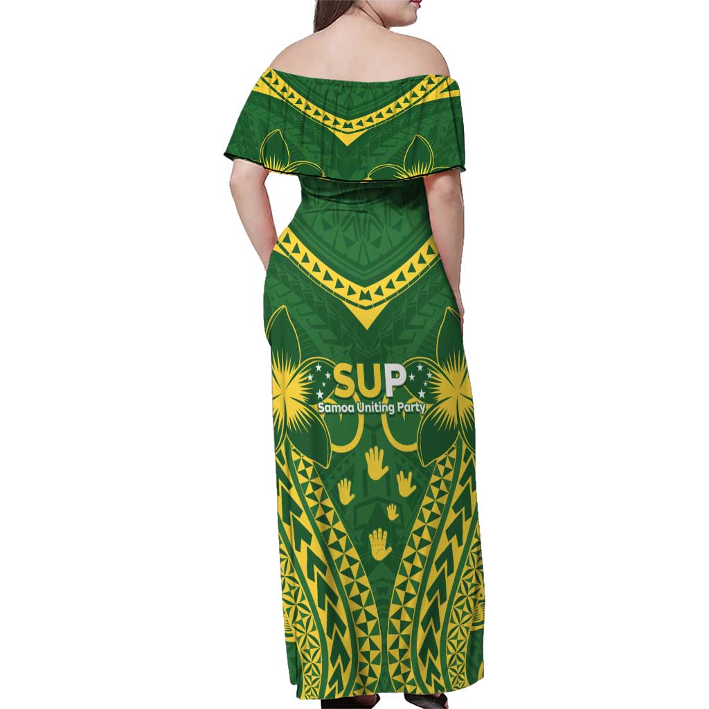 Samoa SUP Family Matching Off Shoulder Maxi Dress and Hawaiian Shirt Samoan Coat Of Arms - Polynesian Pride