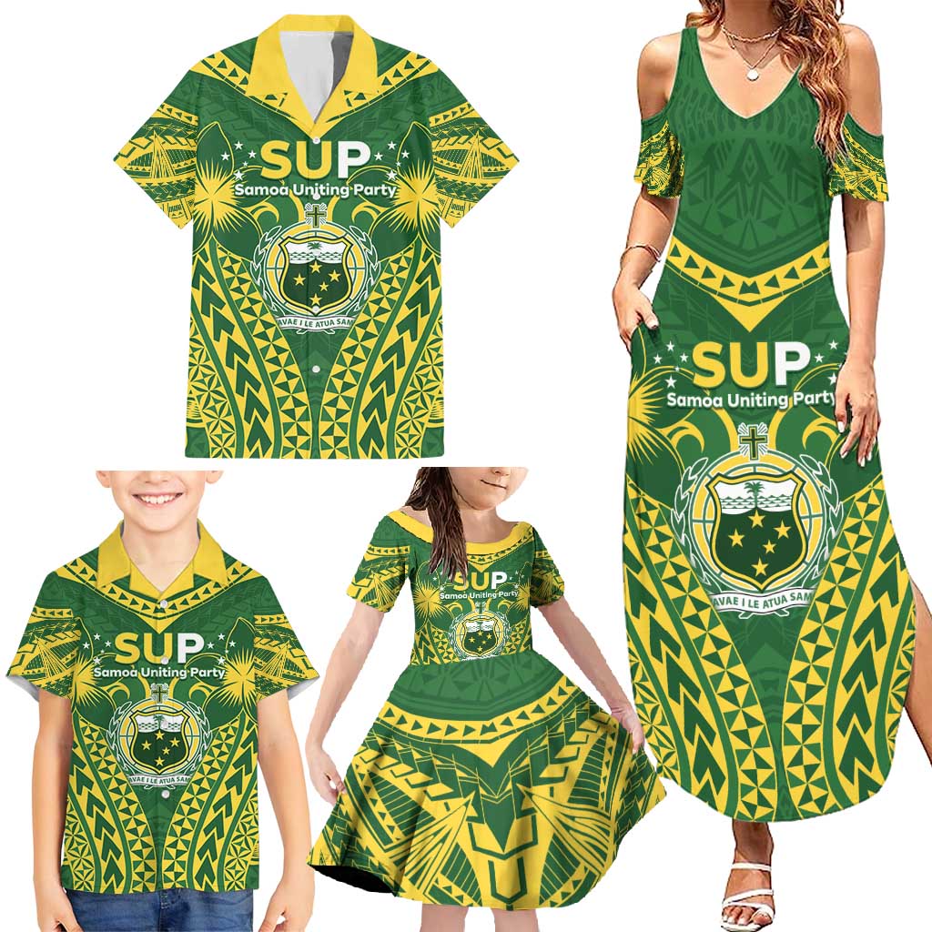 Samoa SUP Family Matching Summer Maxi Dress and Hawaiian Shirt Samoan Coat Of Arms - Polynesian Pride