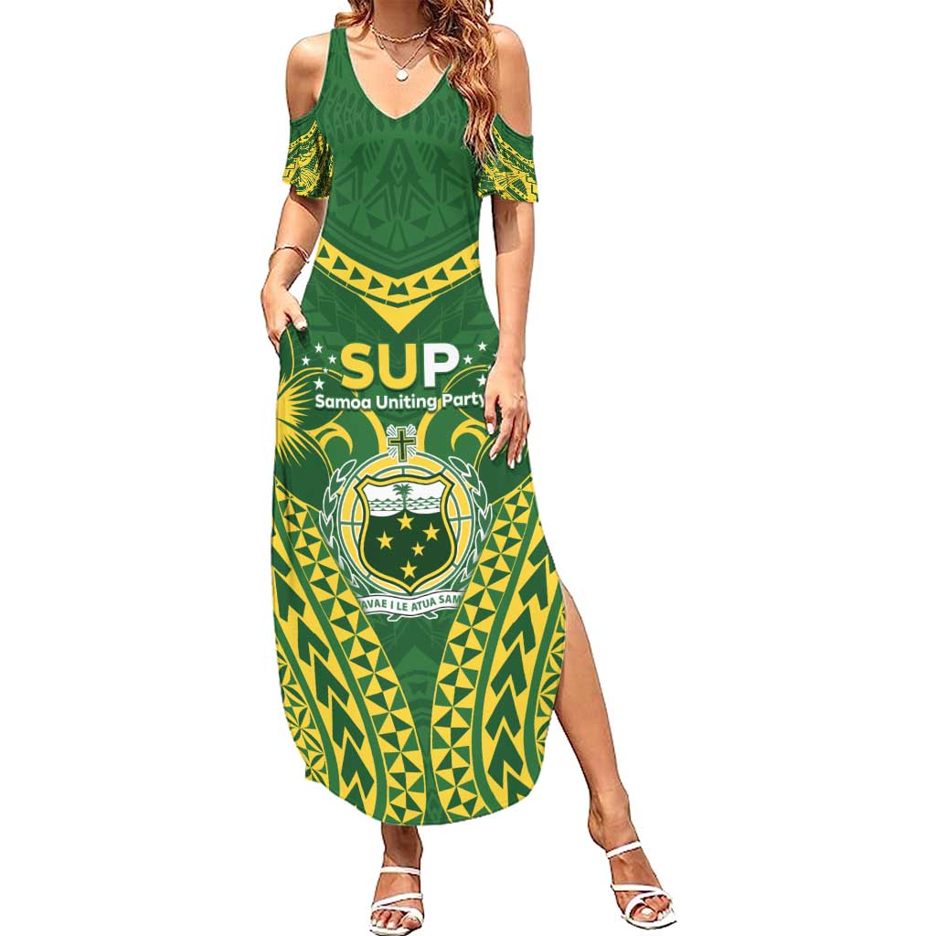Samoa SUP Family Matching Summer Maxi Dress and Hawaiian Shirt Samoan Coat Of Arms - Polynesian Pride