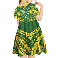 Samoa SUP Kid Short Sleeve Dress Samoan Coat Of Arms - Polynesian Pride