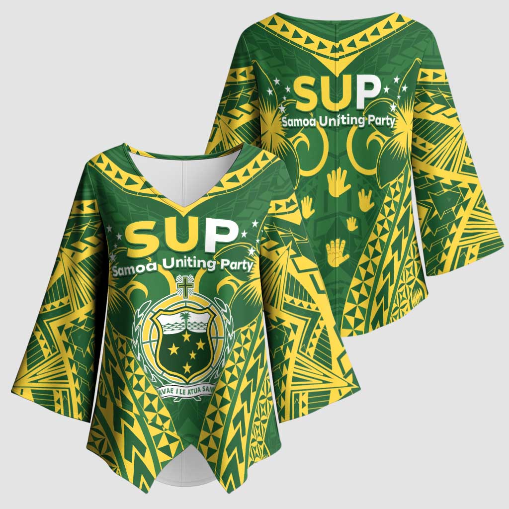Samoa SUP Kimono Sleeve Blouse Samoan Coat Of Arms - Polynesian Pride