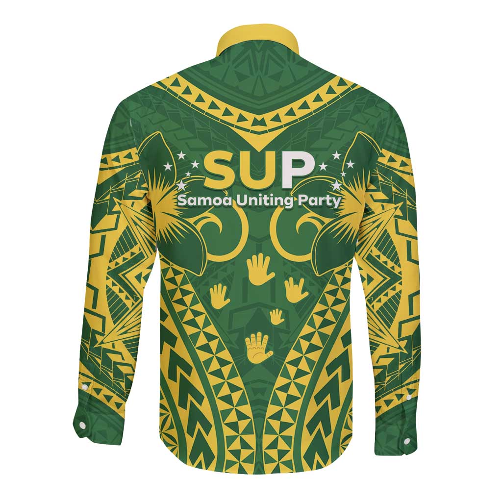 Samoa SUP Long Sleeve Button Shirt Samoan Coat Of Arms LT05 - Polynesian Pride