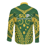 Samoa SUP Long Sleeve Button Shirt Samoan Coat Of Arms LT05 - Polynesian Pride