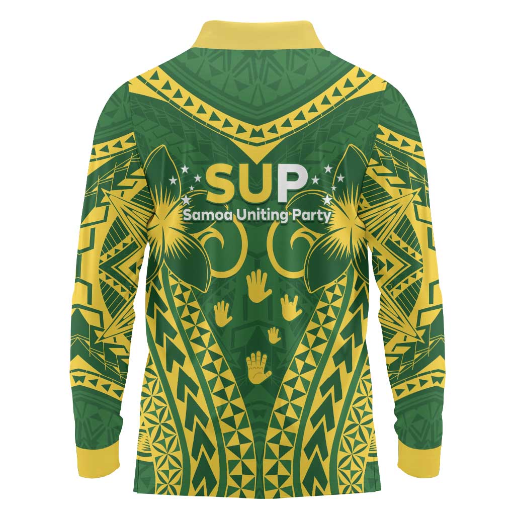 Samoa SUP Long Sleeve Polo Shirt Samoan Coat Of Arms LT05 - Polynesian Pride
