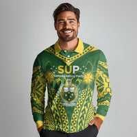 Samoa SUP Long Sleeve Polo Shirt Samoan Coat Of Arms LT05 - Polynesian Pride