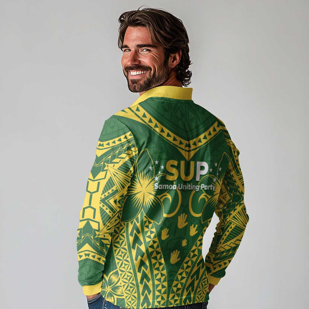 Samoa SUP Long Sleeve Polo Shirt Samoan Coat Of Arms LT05 - Polynesian Pride