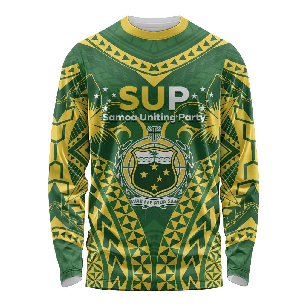 Samoa SUP Long Sleeve Shirt Samoan Coat Of Arms LT05 Unisex Green - Polynesian Pride