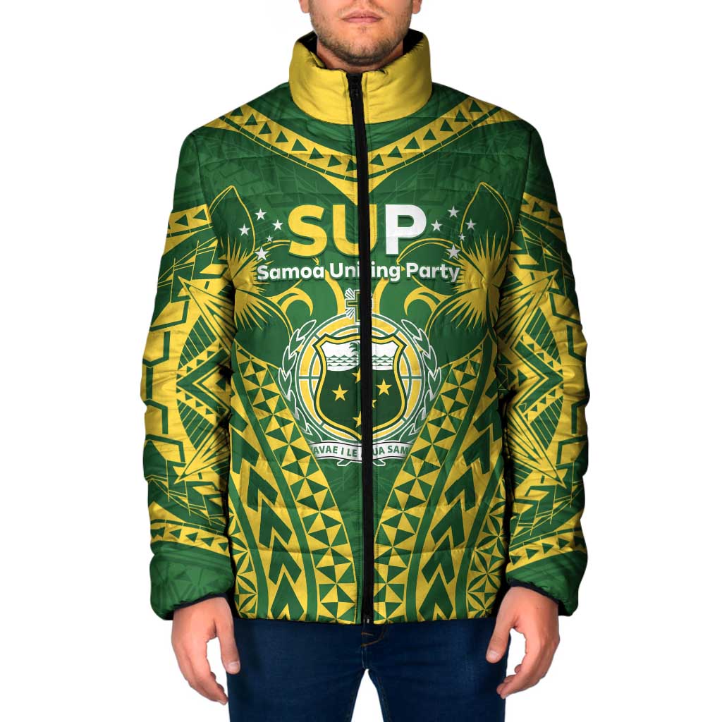 Samoa SUP Padded Jacket Samoan Coat Of Arms LT05 Men Green - Polynesian Pride