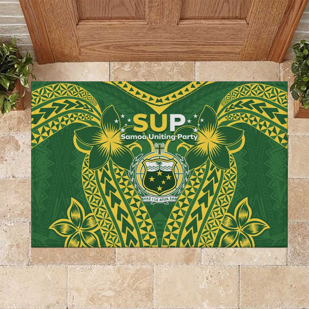 Samoa SUP Rubber Doormat Samoan Coat Of Arms LT05 Green - Polynesian Pride
