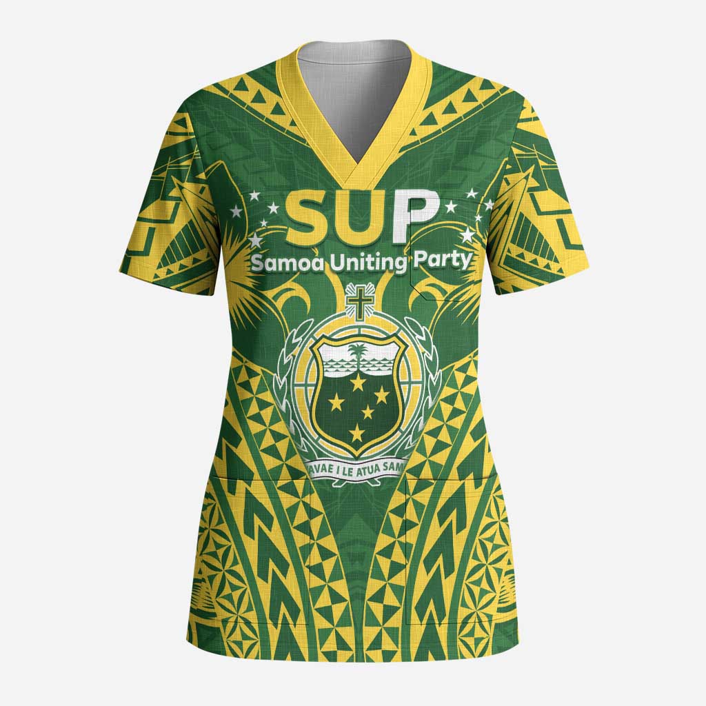 Samoa SUP Scrub Top Samoan Coat Of Arms LT05 Adult Green - Polynesian Pride