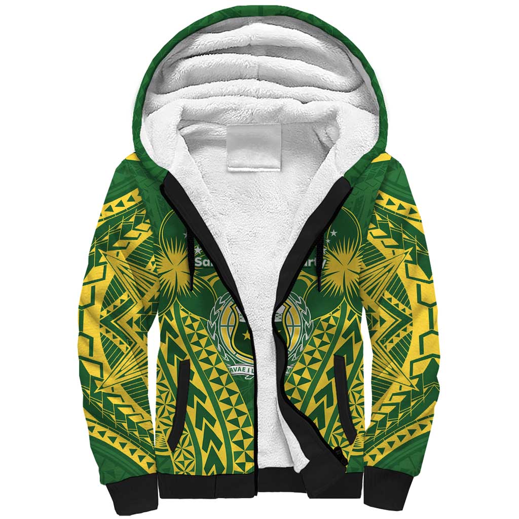 Samoa SUP Sherpa Hoodie Samoan Coat Of Arms LT05 Unisex Green - Polynesian Pride