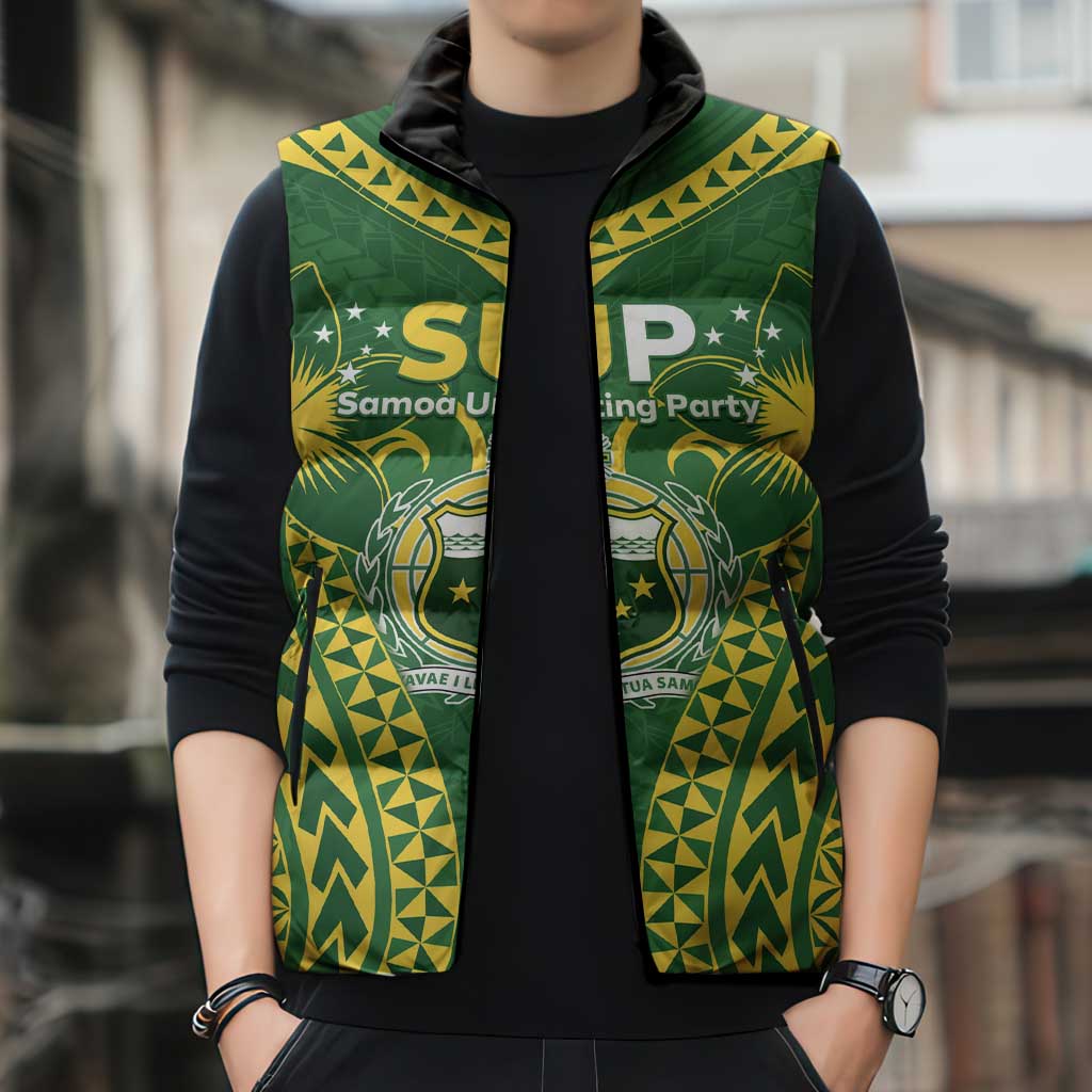 Samoa SUP Sleeveless Puffer Jacket Samoan Coat Of Arms LT05 - Polynesian Pride