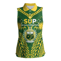 Samoa SUP Women Sleeveless Polo Shirt Samoan Coat Of Arms LT05 Female Green - Polynesian Pride