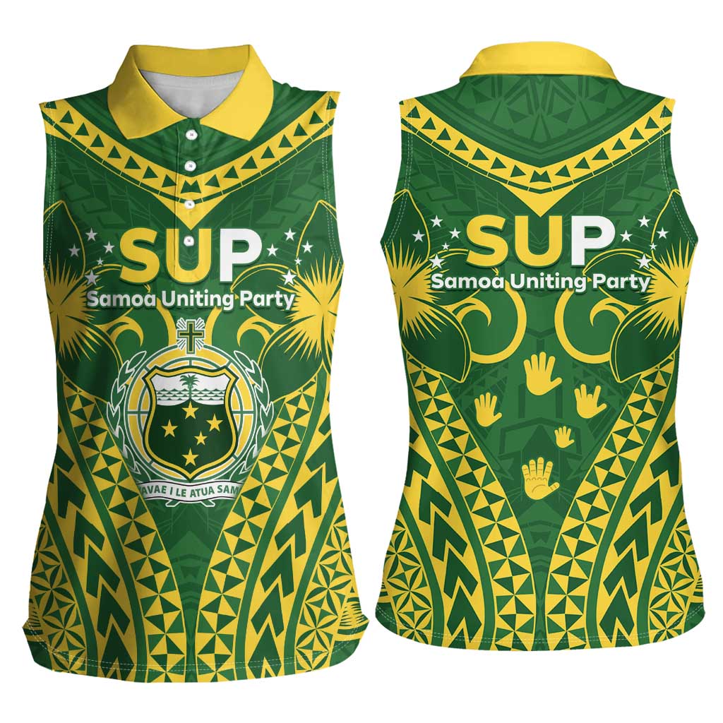 Samoa SUP Women Sleeveless Polo Shirt Samoan Coat Of Arms LT05 - Polynesian Pride