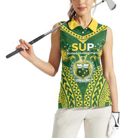 Samoa SUP Women Sleeveless Polo Shirt Samoan Coat Of Arms LT05 - Polynesian Pride