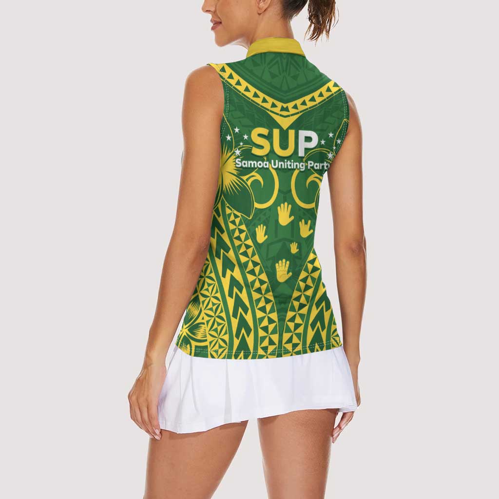 Samoa SUP Women Sleeveless Polo Shirt Samoan Coat Of Arms LT05 - Polynesian Pride