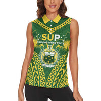 Samoa SUP Women Sleeveless Polo Shirt Samoan Coat Of Arms LT05 - Polynesian Pride
