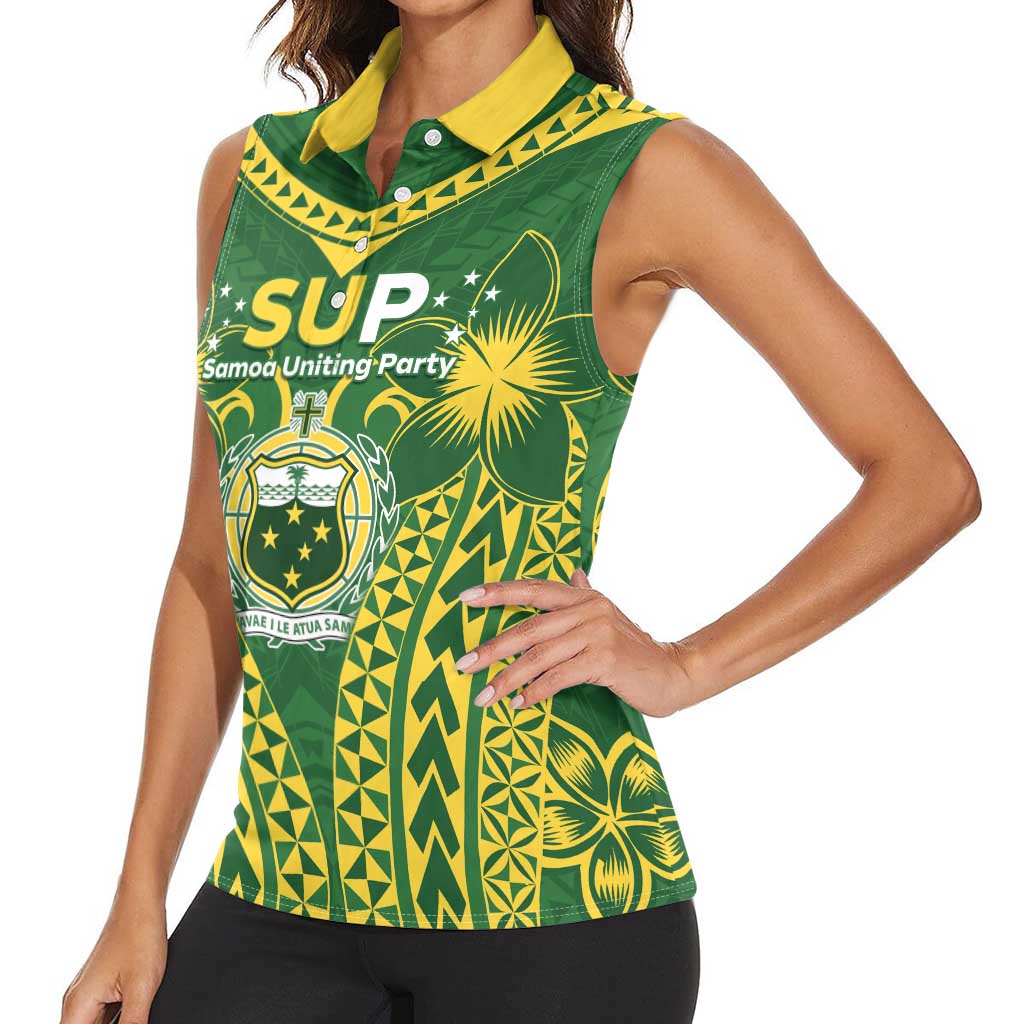 Samoa SUP Women Sleeveless Polo Shirt Samoan Coat Of Arms LT05 - Polynesian Pride