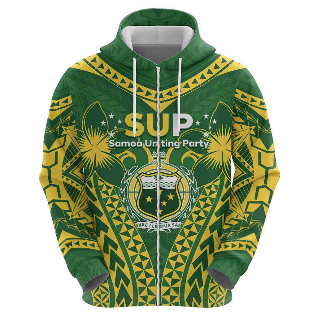 Samoa SUP Zip Hoodie Samoan Coat Of Arms - Polynesian Pride