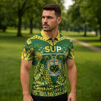 Samoa SUP Zipper Polo Shirt Samoan Coat Of Arms LT05 - Polynesian Pride
