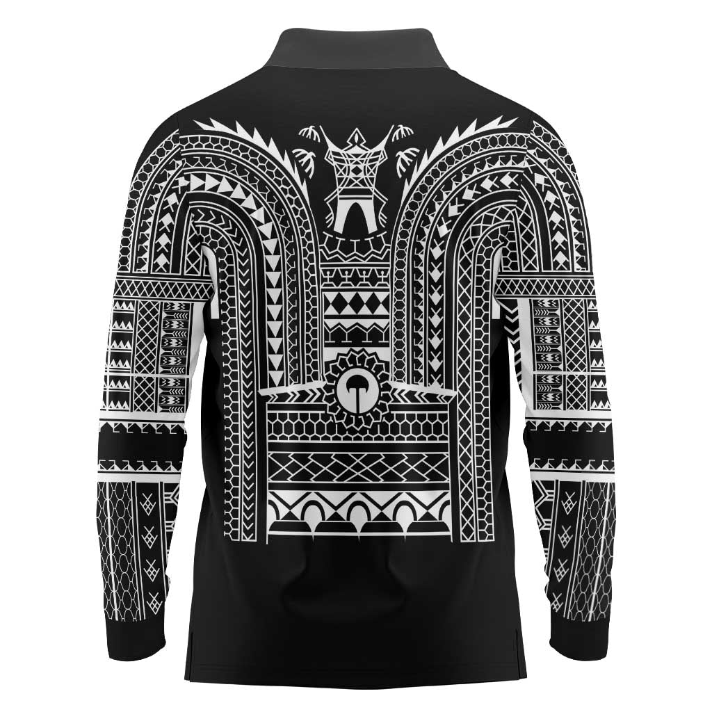 Philippines Igorot Tribal Art Tattoo Black Long Sleeve Polo Shirt - Polynesian Pride