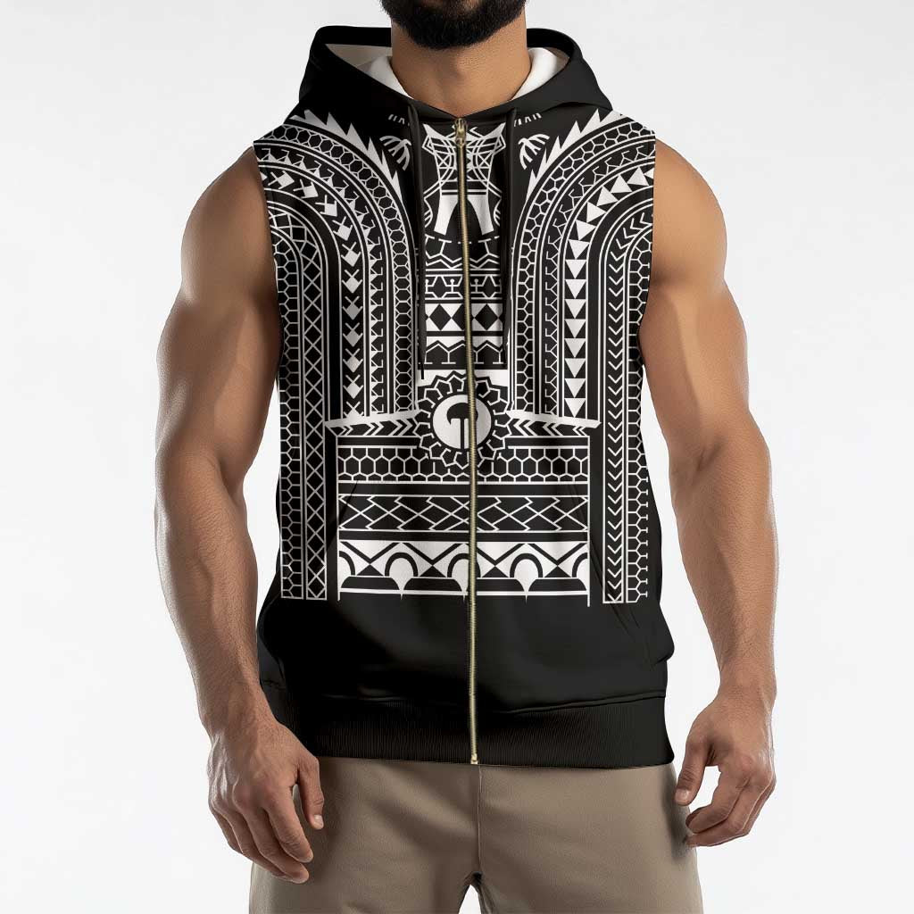 Philippines Igorot Tribal Art Tattoo Black Sleeveless Zip Hoodie - Polynesian Pride