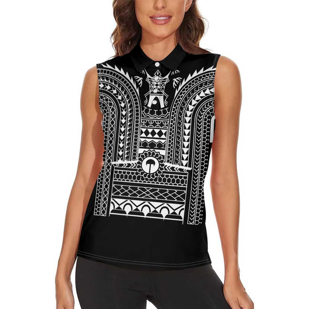 Philippines Igorot Tribal Art Tattoo Black Women Sleeveless Polo Shirt - Polynesian Pride