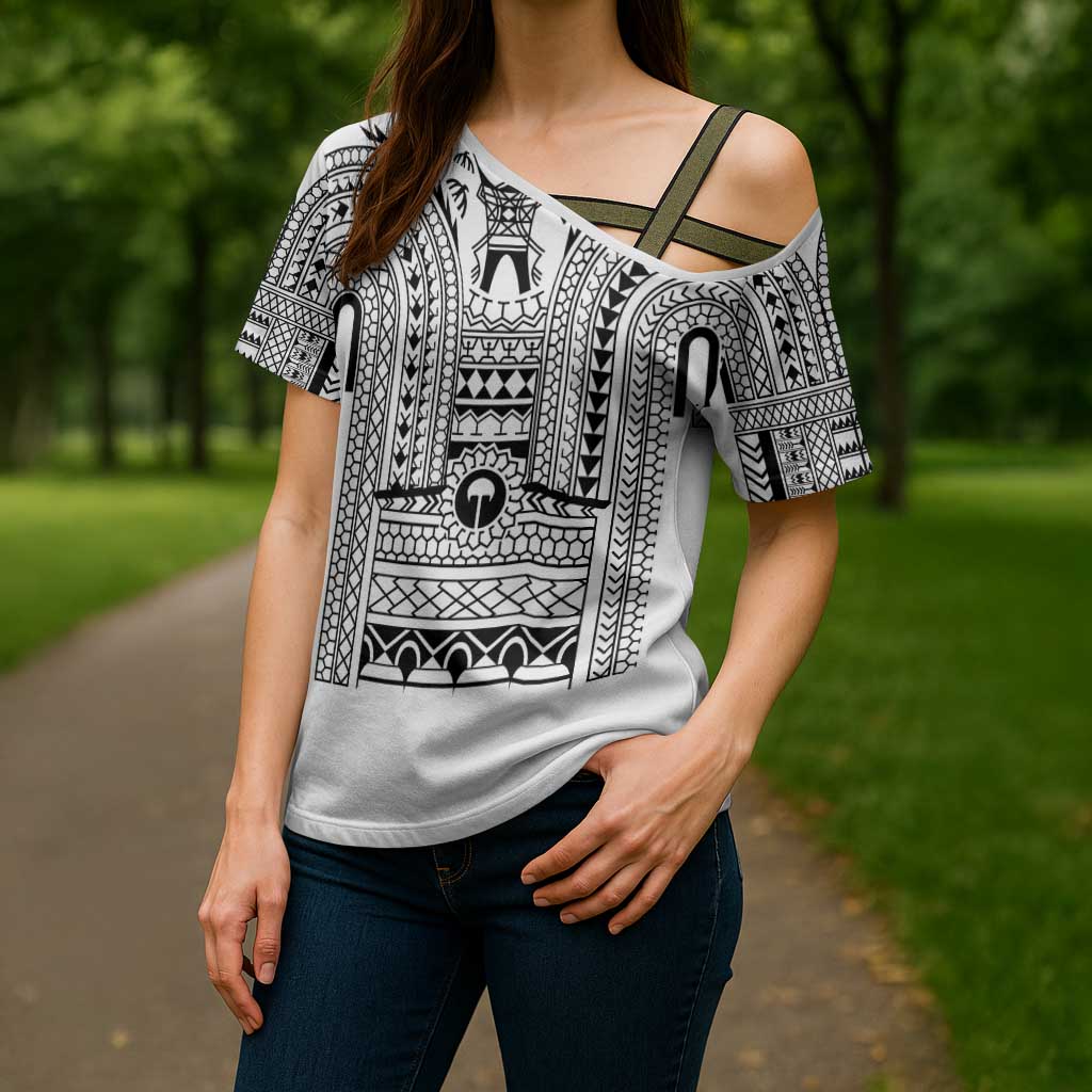 Philippines Igorot Tribal Art Tattoo White Cross Shoulder Shirt - Polynesian Pride