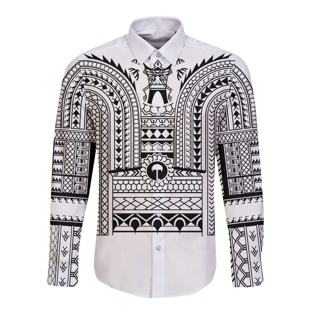 Philippines Igorot Tribal Art Tattoo White Long Sleeve Button Shirt - Polynesian Pride