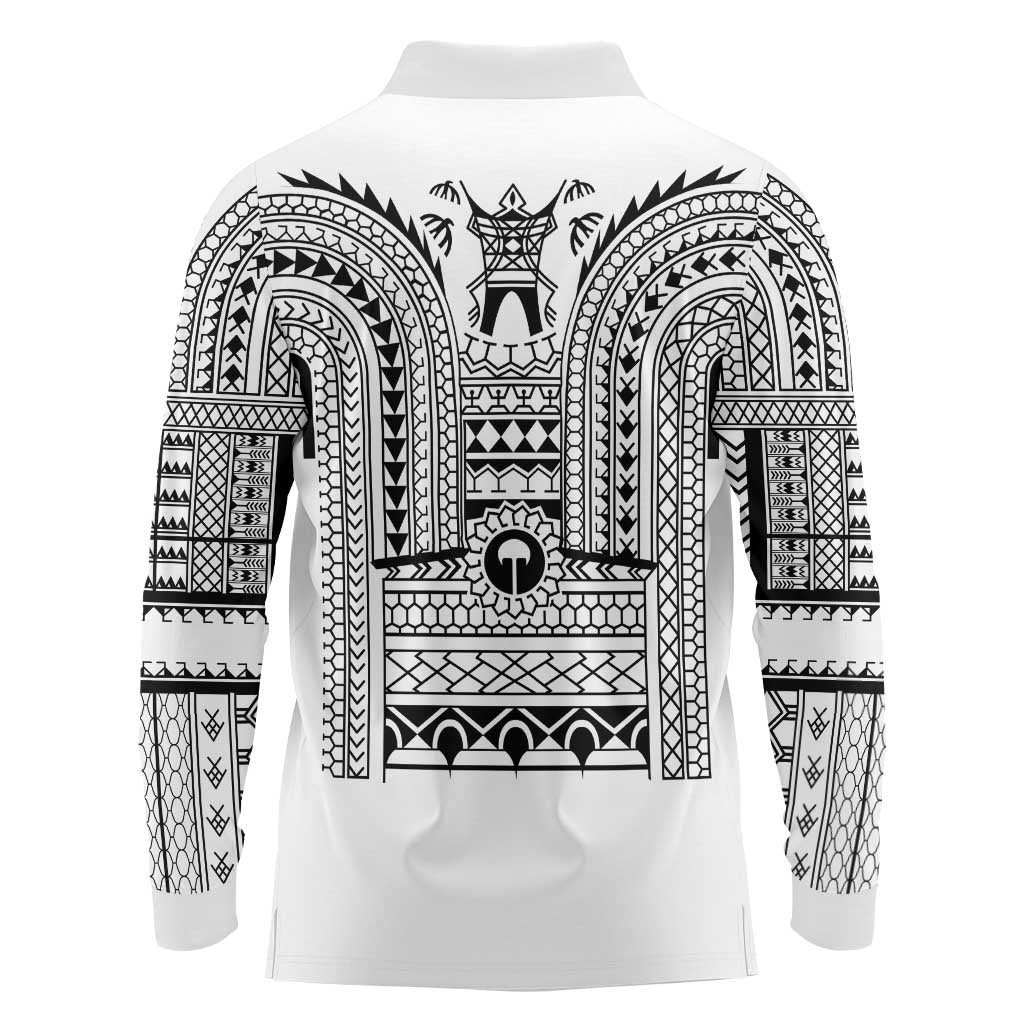 Philippines Igorot Tribal Art Tattoo White Long Sleeve Polo Shirt - Polynesian Pride
