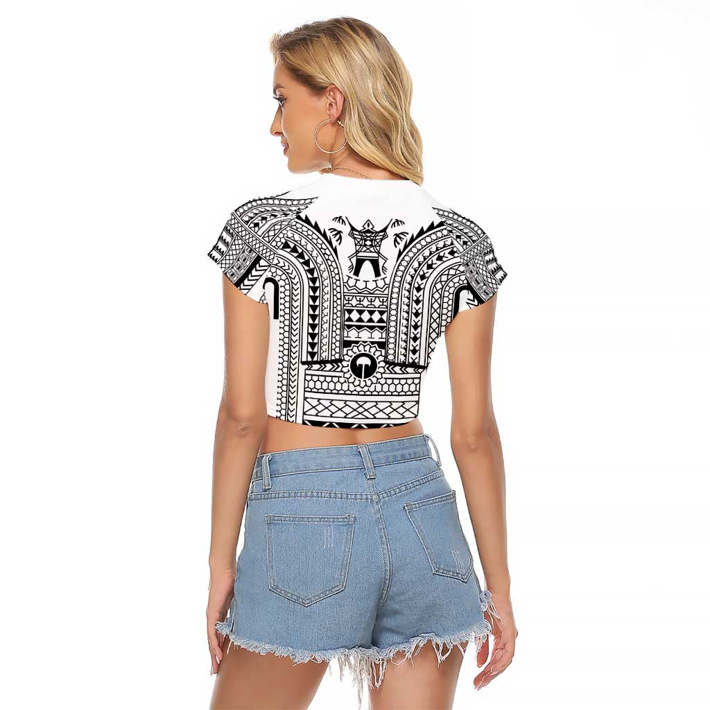 Philippines Igorot Tribal Art Tattoo White Raglan Cropped T Shirt - Polynesian Pride