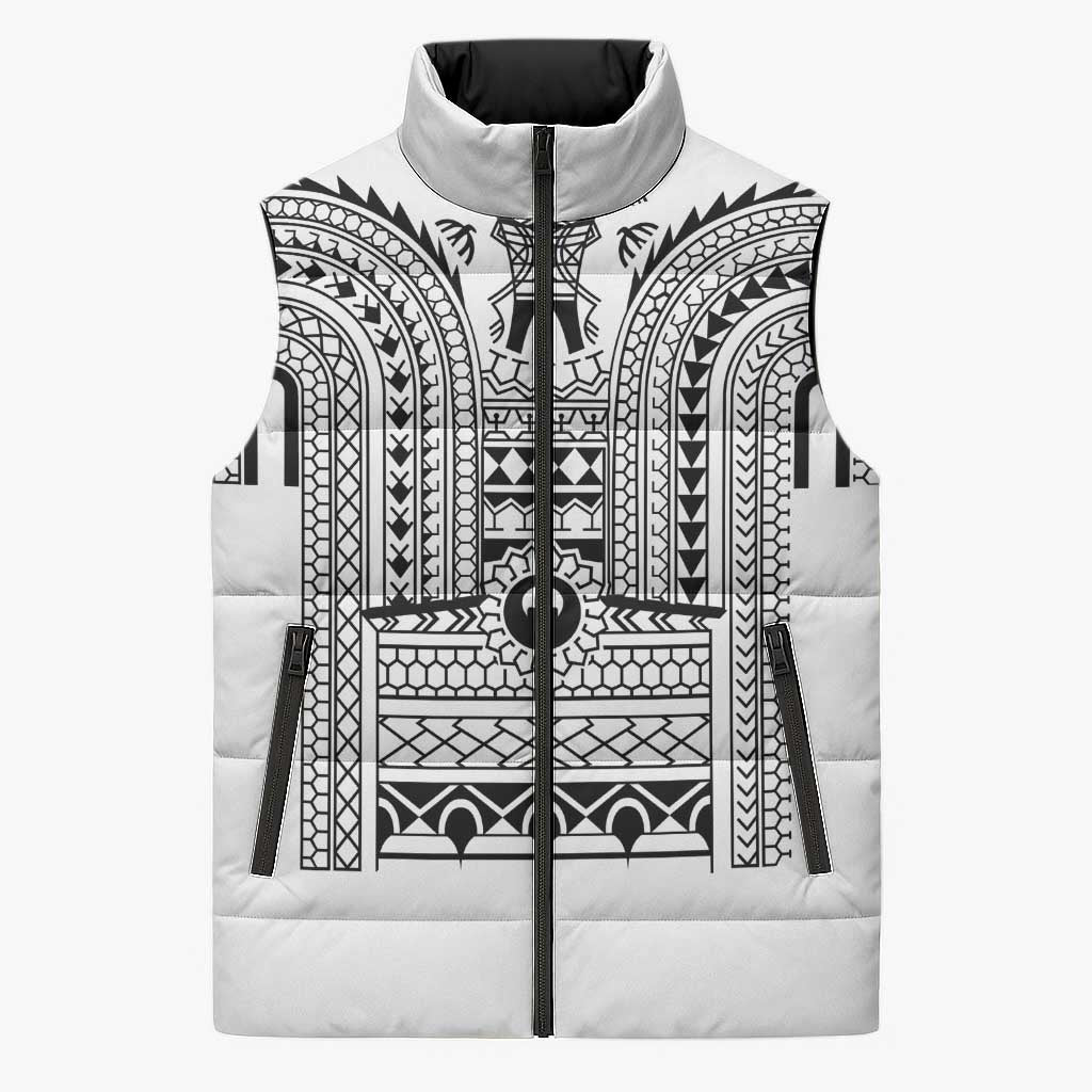 Philippines Igorot Tribal Art Tattoo White Sleeveless Puffer Jacket - Polynesian Pride