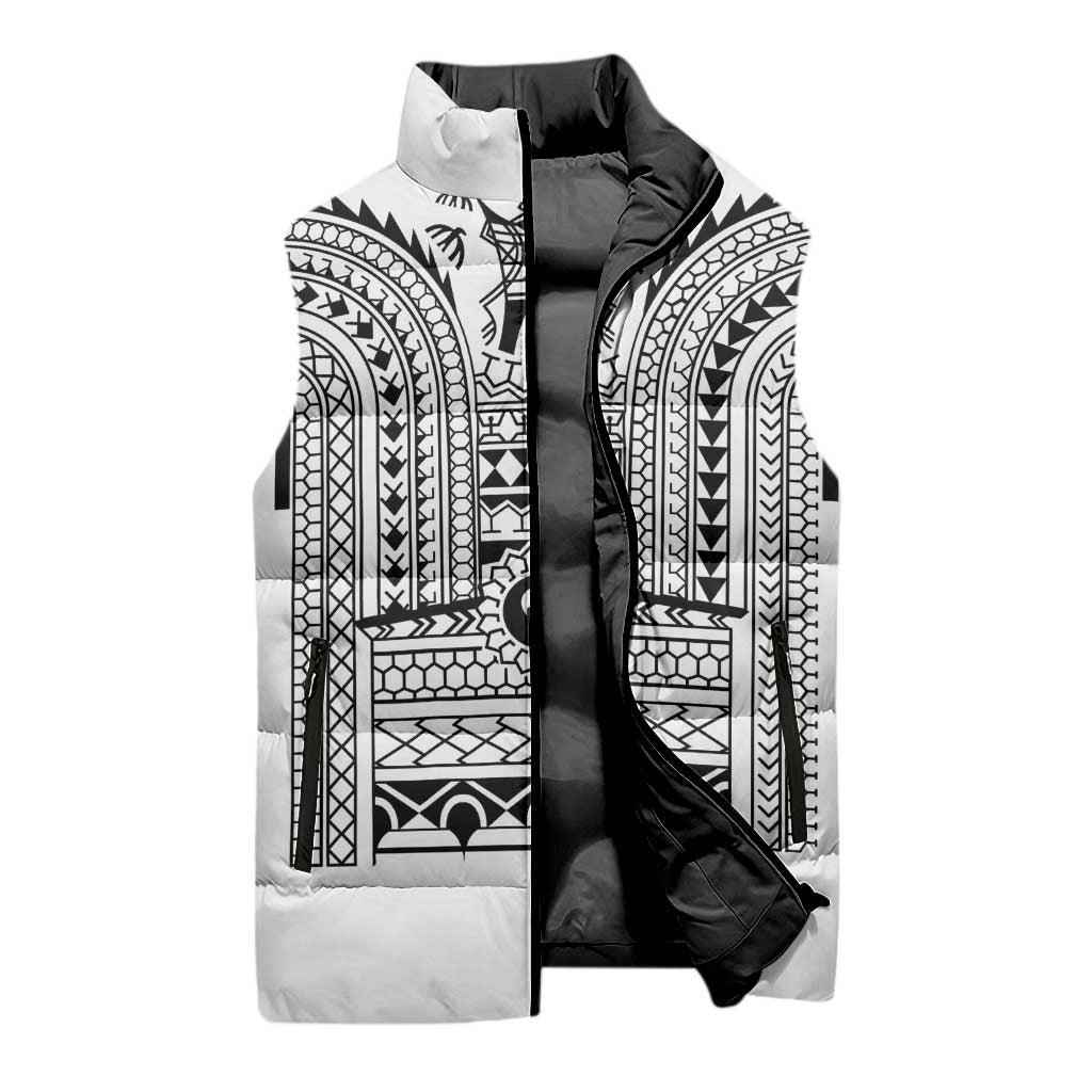 Philippines Igorot Tribal Art Tattoo White Sleeveless Puffer Jacket - Polynesian Pride