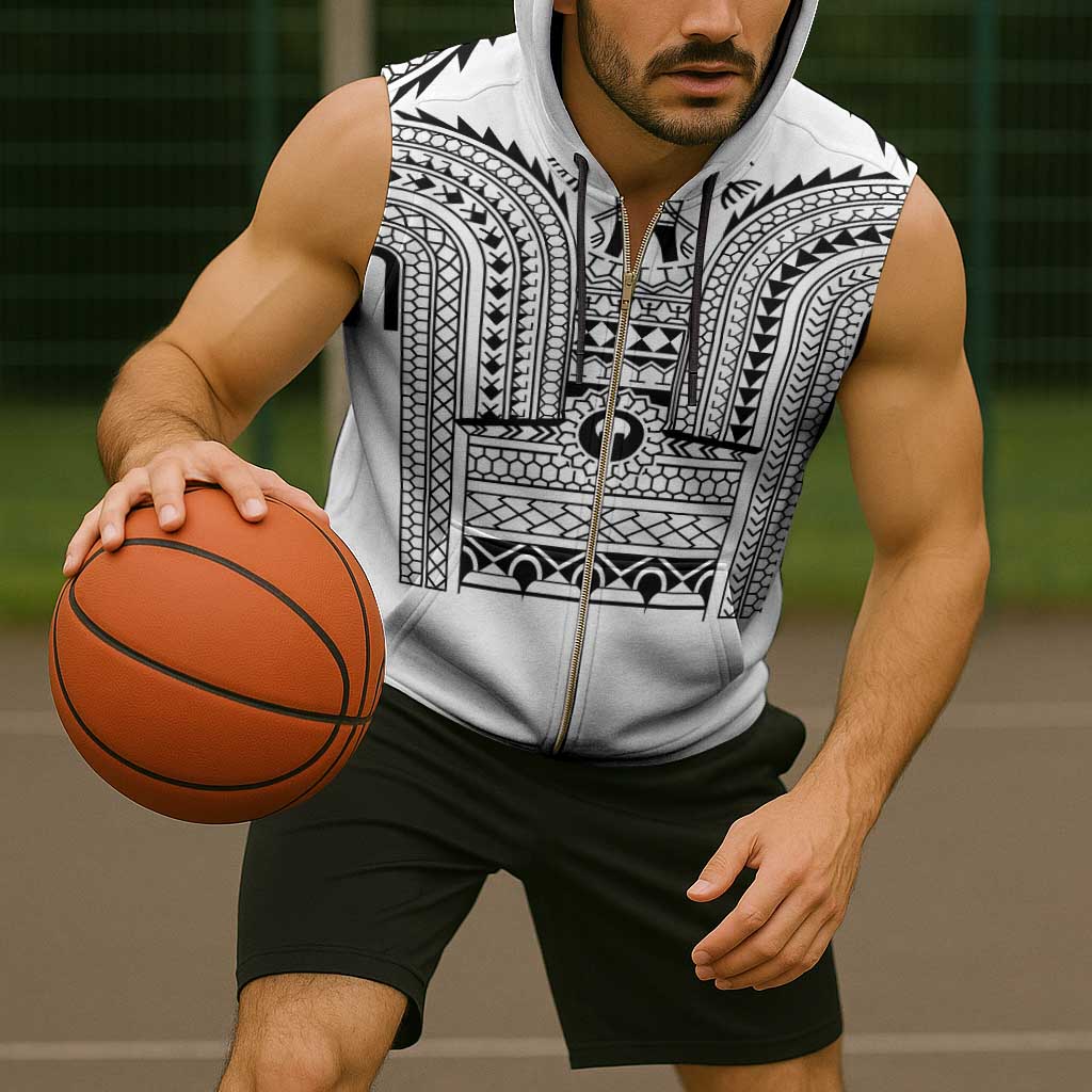 Philippines Igorot Tribal Art Tattoo White Sleeveless Zip Hoodie - Polynesian Pride
