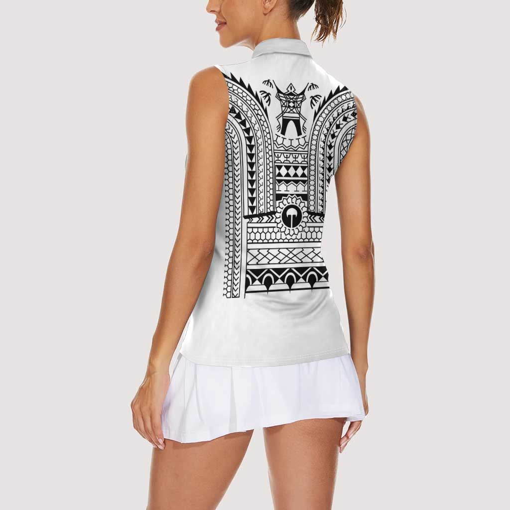 Philippines Igorot Tribal Art Tattoo White Women Sleeveless Polo Shirt - Polynesian Pride