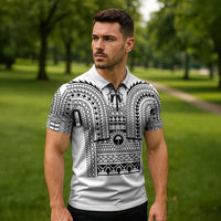 Philippines Igorot Tribal Art Tattoo White Zipper Polo Shirt - Polynesian Pride