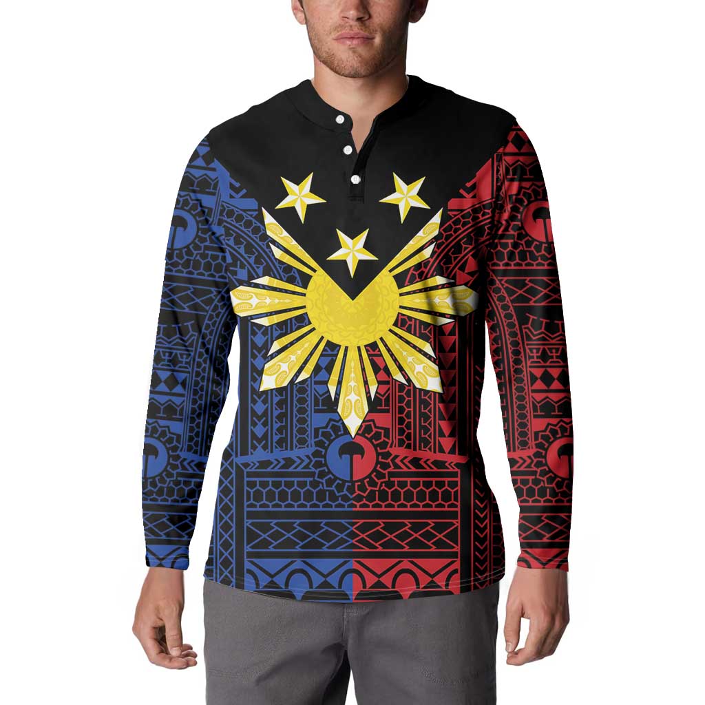 Philippines Sun Star Button Sweatshirt Igorot Tribal Inspiration LT05 - Polynesian Pride