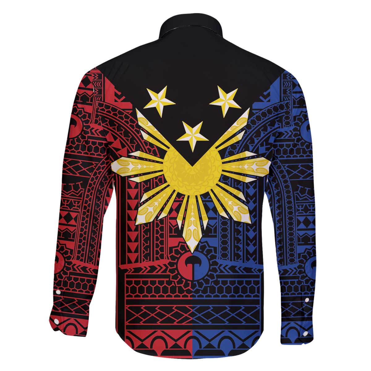 Philippines Sun Star Family Matching Off The Shoulder Long Sleeve Dress and Hawaiian Shirt Igorot Tribal Inspiration - Polynesian Pride