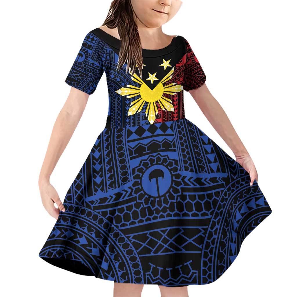 Philippines Sun Star Family Matching Off Shoulder Short Dress and Hawaiian Shirt Igorot Tribal Inspiration - Polynesian Pride