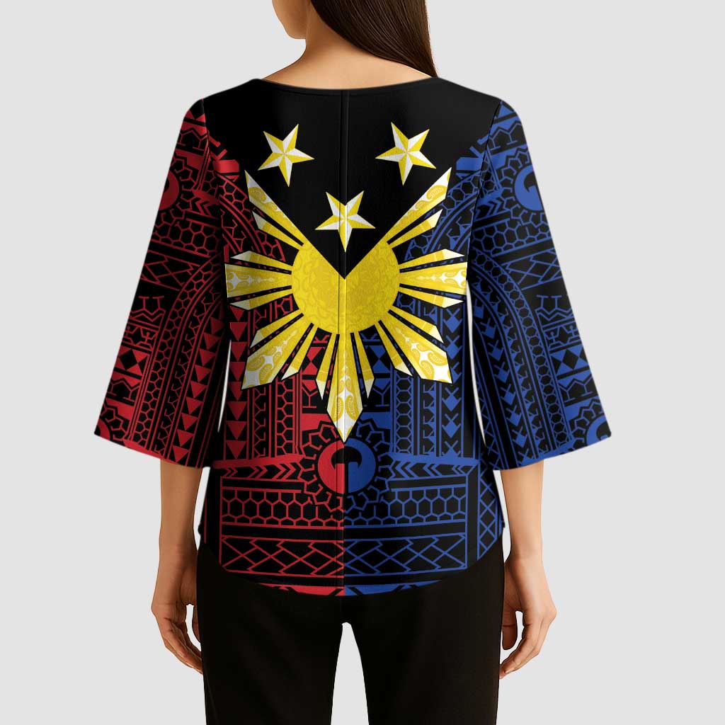 Philippines Sun Star Kimono Sleeve Blouse Igorot Tribal Inspiration - Polynesian Pride