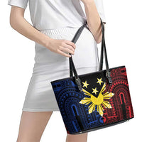 Philippines Sun Star Leather Tote Bag Igorot Tribal Inspiration - Polynesian Pride